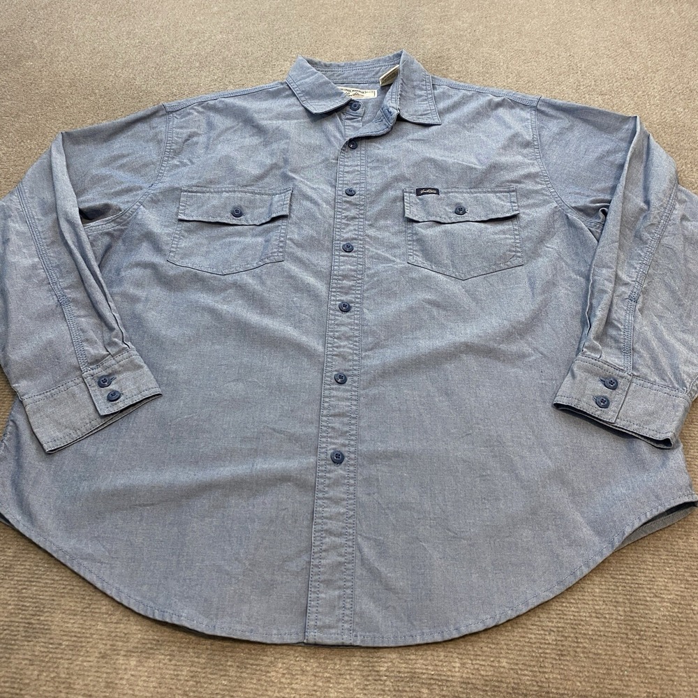 Levi Shirt Pro Grade Workwear Mens Large Blue Long Sleeve Pockets Button Up